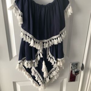 Surf Gypsy romper, blue with tassels